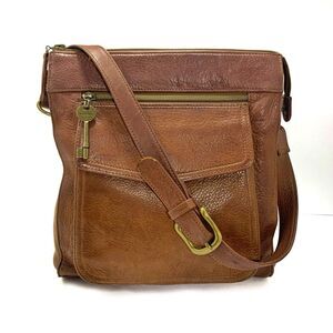 Fossil Vintage Brown Leather Shoulder Bag Purse